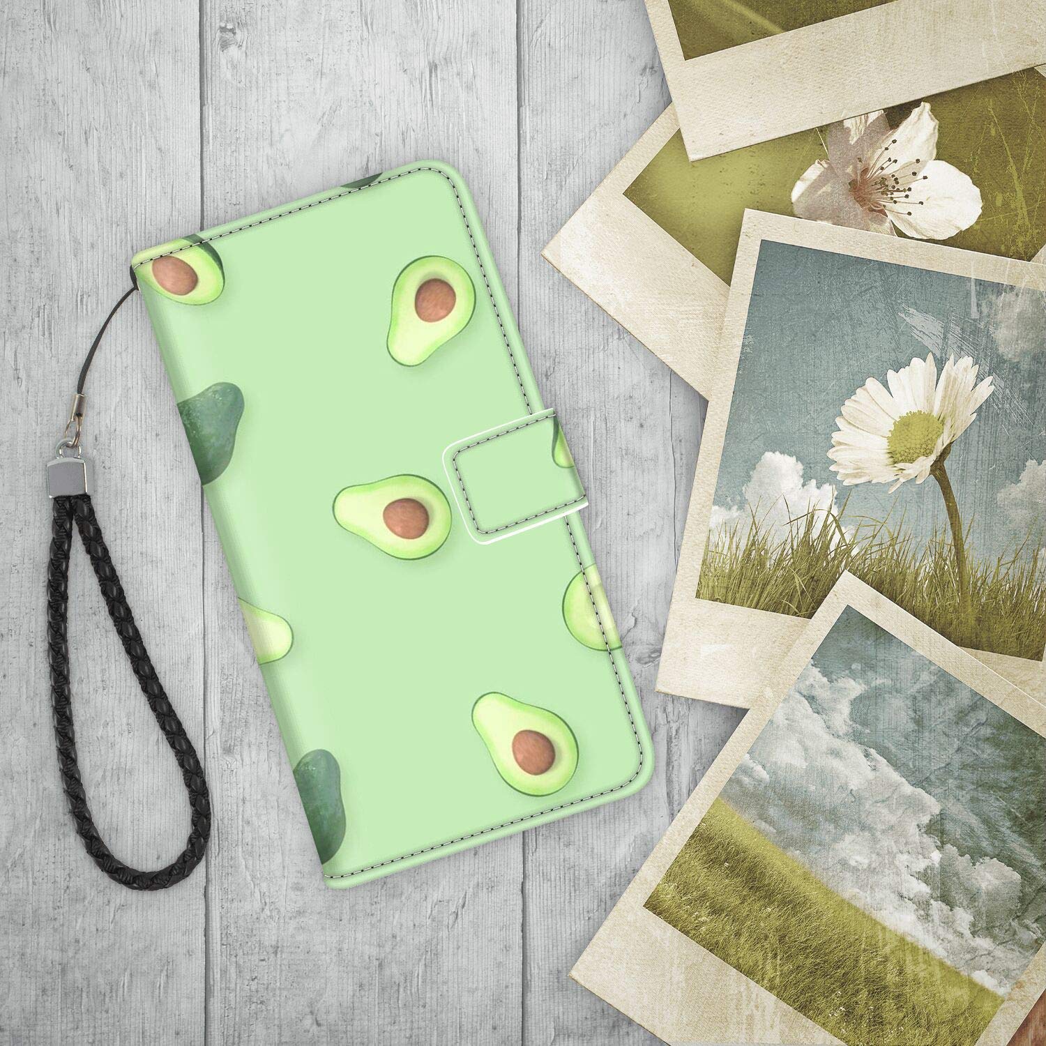 Premium Mint Green Avocado PU Leather Wallet Case for iPhone 7/8 - Slim Card Holder Phone Cover with Secure Wrist Strap | Perfect for Everyday Use, Travel & Hands-Free Convenience