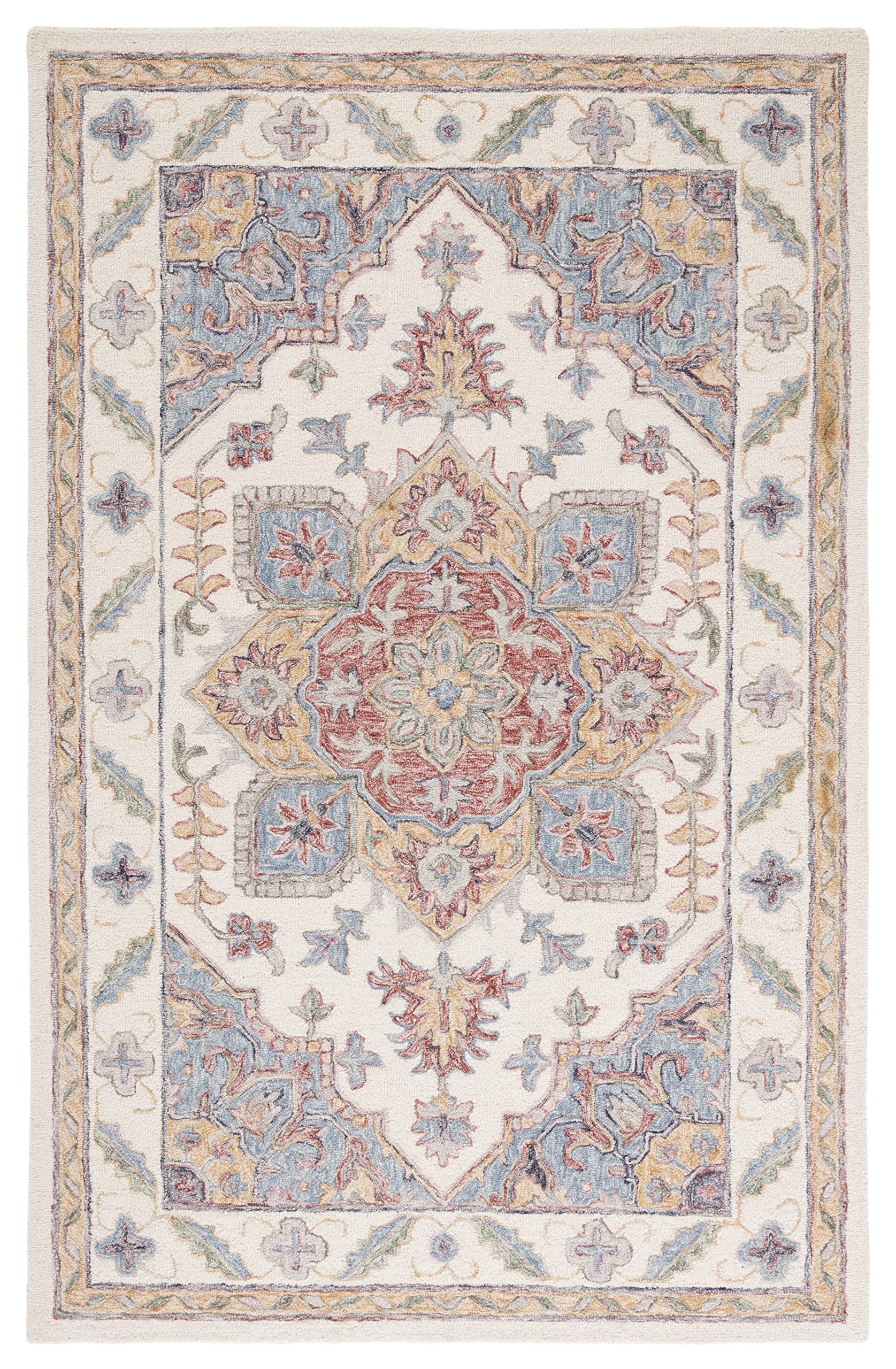 SAFAVIEH Metro Collection 5' x 8' Ivory/Rust Handmade Premium Wool Area Rug - Perfect for Living Room, Dining Room & Bedroom Decor