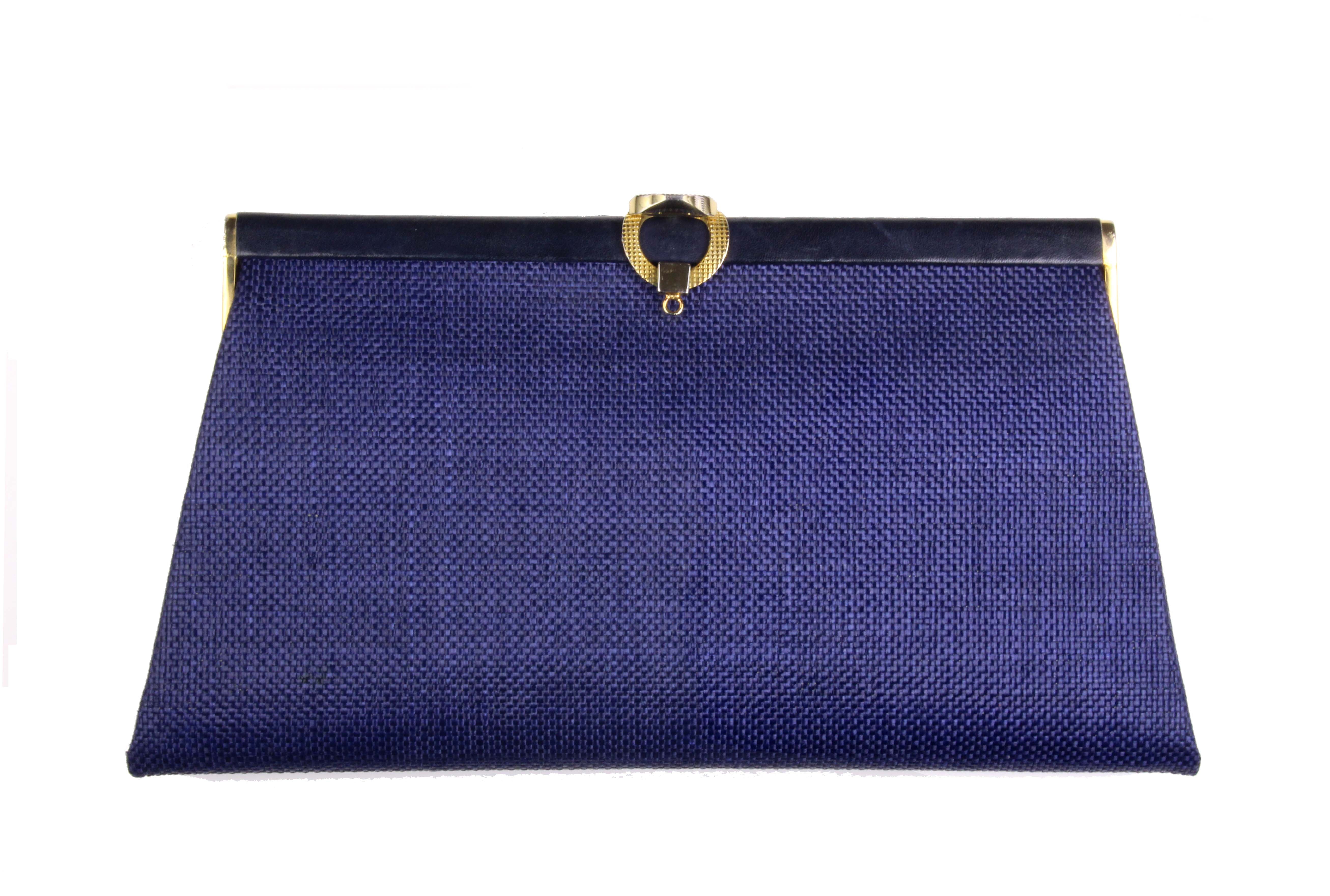 LOEWE Blue Leather Clutch Bag for Women - Elegant Evening Purse for Parties, Weddings & Special Occasions