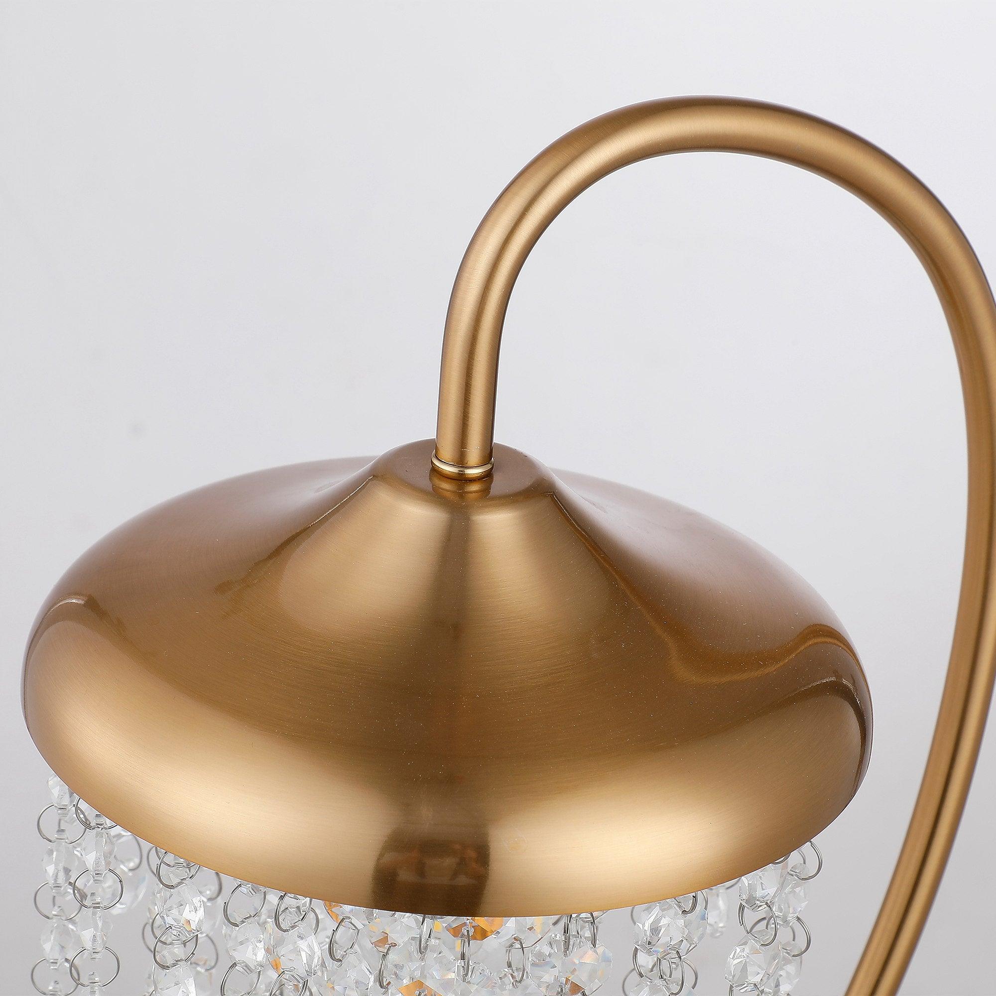 Modern Golden Crystal Table Lamp - Elegant 1-Light Accent Lighting for Living Room, Bedroom, or Office Decor