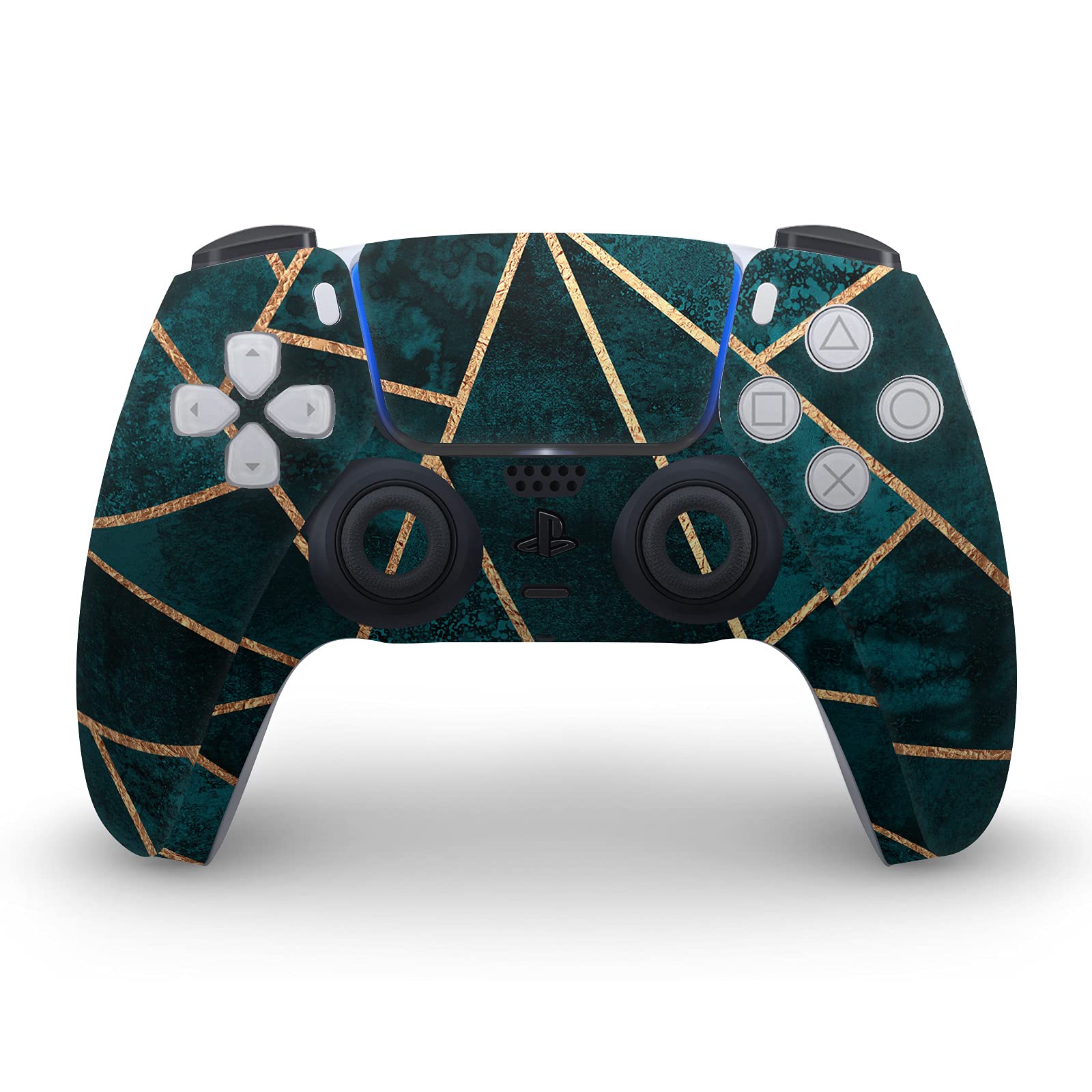 Deep Teal Stone Art Mix Vinyl Faceplate Sticker & Skin Cover for Sony PS5 Digital Edition Console & DualSense Controller - Protective Gaming Decal for Playstation 5 Accessories | Perfect for Customization & Console Protection