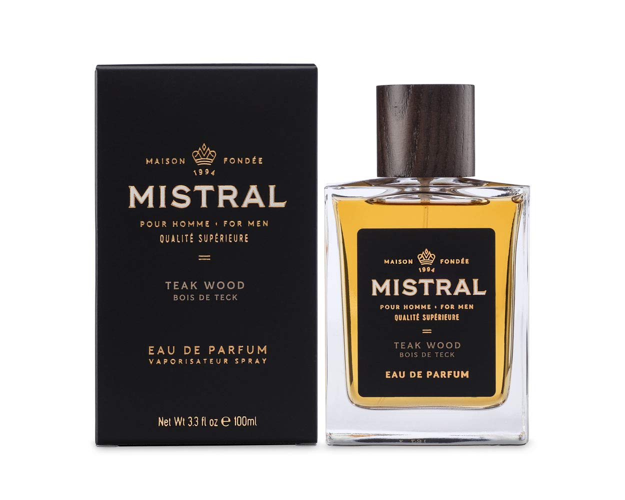 Mistral Men's Cologne for Men - Teak Wood Scent Eau De Toilette Spray - 3.4 oz / 100ml - Long Lasting Fragrance for Date Night, Office & Special Occasions