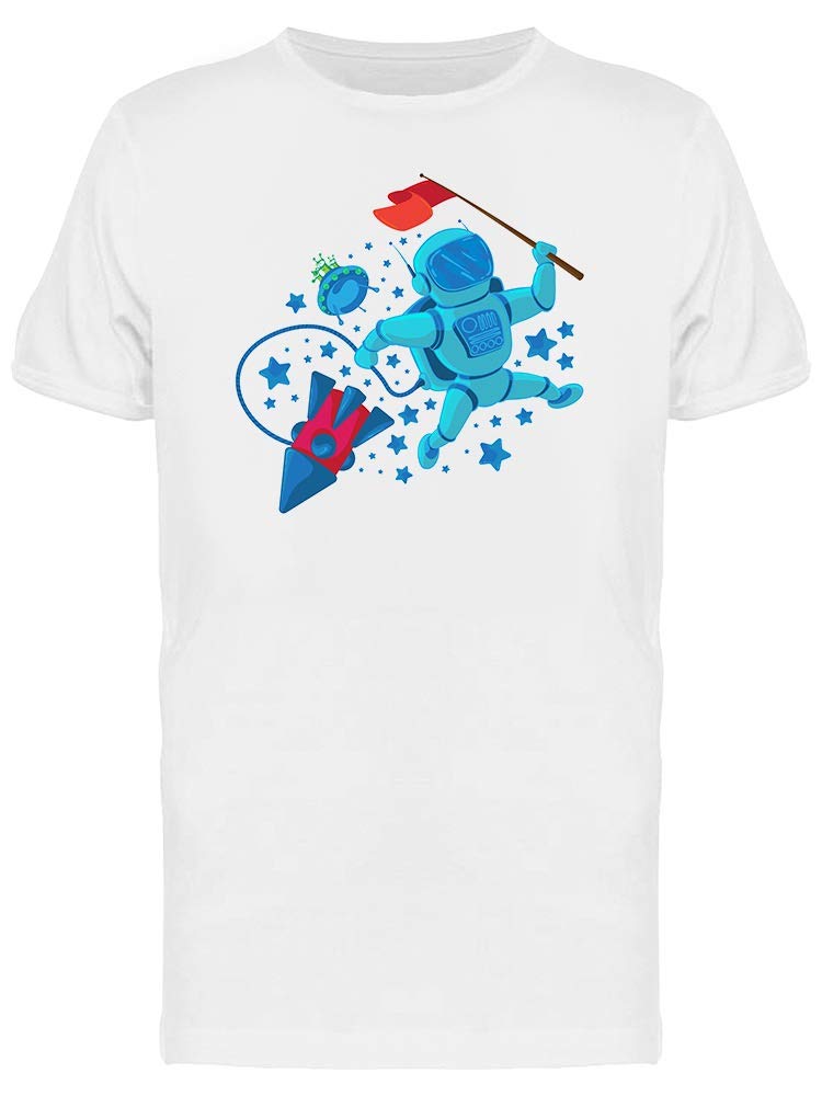 Men's Astronaut with Flag Space T-Shirt - Cool Graphic Tee for Casual Wear, Space Enthusiasts & Sci-Fi Fans