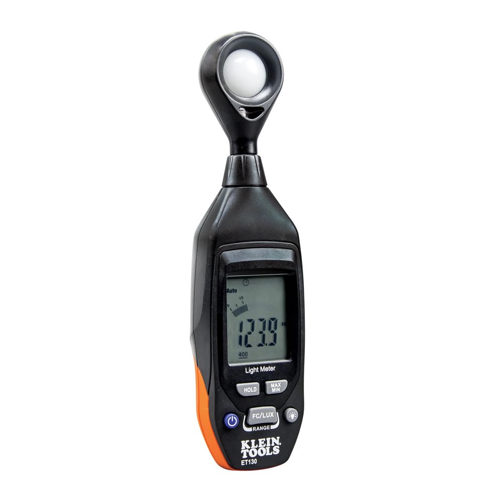 Klein Tools ET130 Digital Light Meter - Accurate Lux Measurement for Indoor/Outdoor Lighting, Photography & Film Production