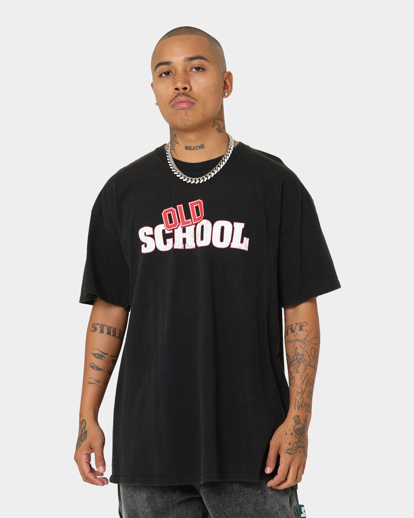 Vintage Old School T-Shirt - Black Wash Distressed Retro Tee for Men & Women | Perfect for Casual Wear, Street Style & 90s Fashion Outfits