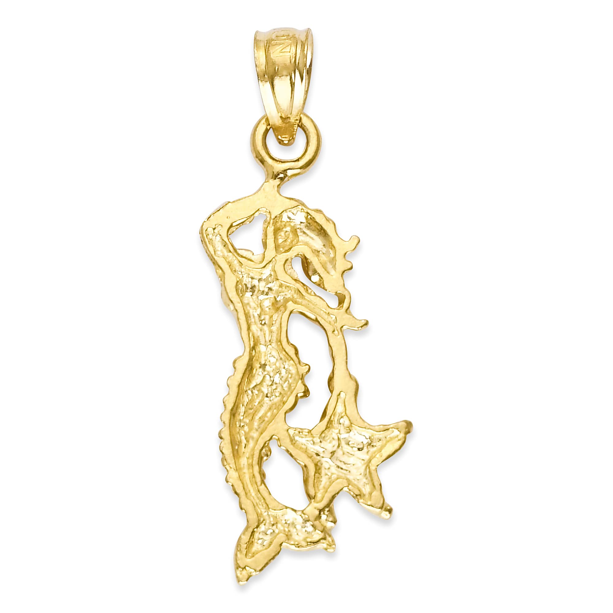 10k Solid Gold Mermaid Charm Pendant Necklace - Elegant Siren Jewelry Gift for Women - Mythological Ocean Inspired Jewelry - Perfect for Birthdays, Anniversaries & Beach Vacations