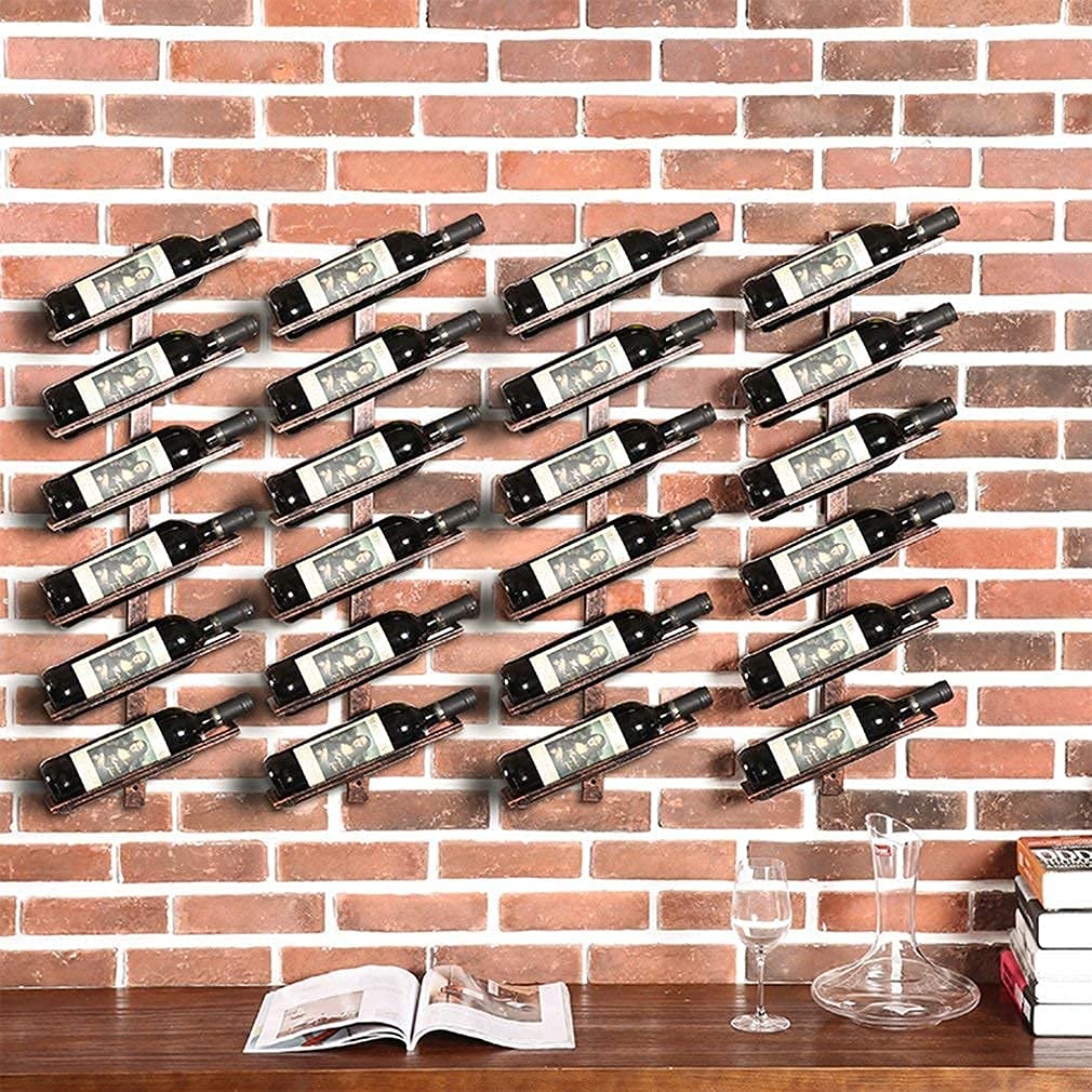 Wall-Mounted Metal Wine Rack - Holds 6 Bottles - Space Saving Wine Storage for Kitchen, Bar or Dining Room