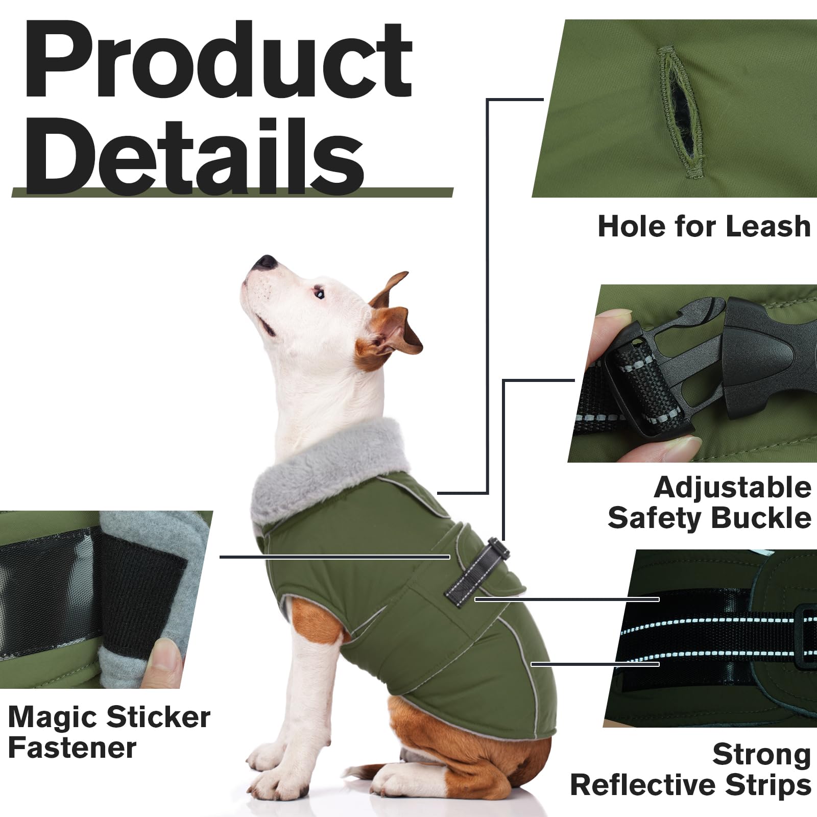 Lelepet Reflective Waterproof Dog Jacket - Windproof Fleece Vest for Large Dogs, Adjustable Buckle Winter Coat for Cold Weather & Snow - Perfect for Outdoor Walks, Hiking, and Winter Adventures