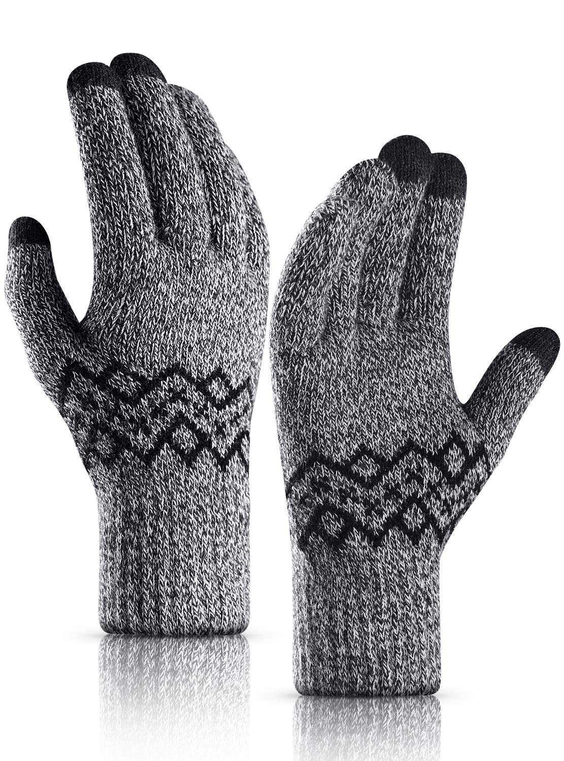 Trendoux Thermal Winter Gloves for Women & Men - Thick Knit Touchscreen Running Gloves (-20°F Cold Weather) - Perfect for Skiing, Hiking, and Outdoor Activities