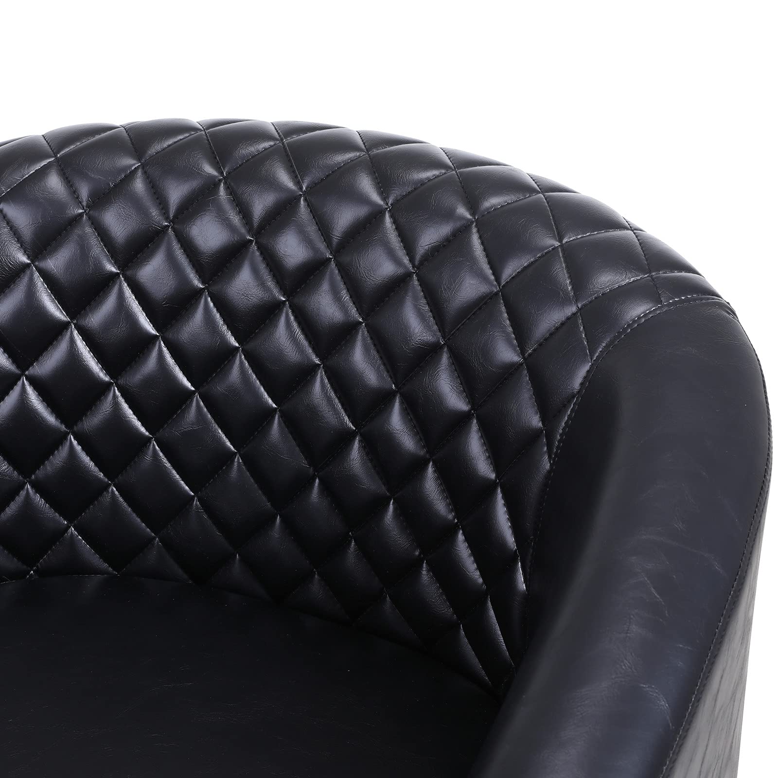 Premium Soft Leather Barrel Club Chair - Classic Upholstered Accent Armchair with Solid Wood Legs & Nailhead Trim for Living Room, Bedroom, Office & Guest Seating - Comfy Single Sofa Chair for Relaxing & Conversation (Black)