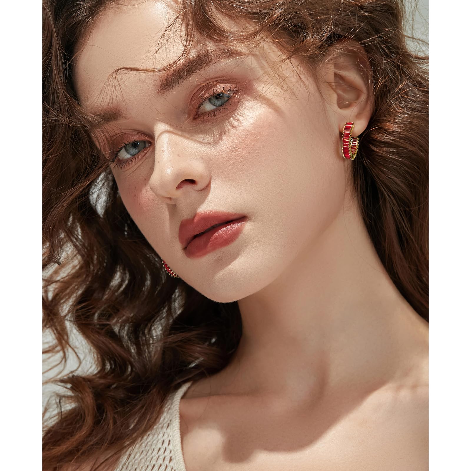 Trendy 14K Gold Plated CZ Hoop Earrings for Women - Lightweight Chunky Silver Hoops, Hypoallergenic Jewelry | Perfect for Parties, Weddings & Everyday Wear