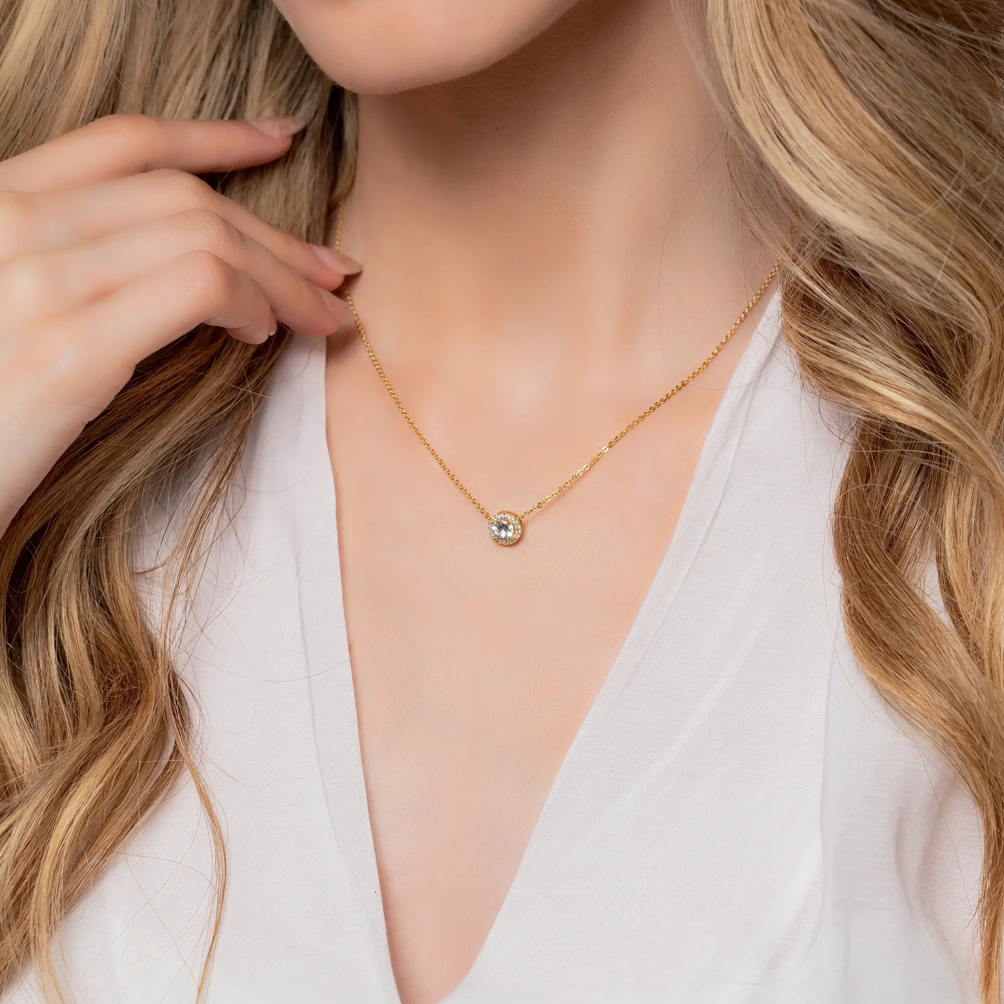 14K Yellow Gold Chain Gemstone Necklace for Women - Elegant Layering Jewelry for Party, Wedding & Everyday Wear