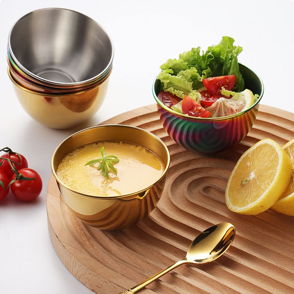 Premium 8-Pack Stainless Steel Mini Sauce Bowls - 3.35 Inch Gold Dessert Cups for Ice Cream, Sushi, Dipping Sauces & Seasonings | Perfect for Kitchen, Party Serving & Individual Portion Control