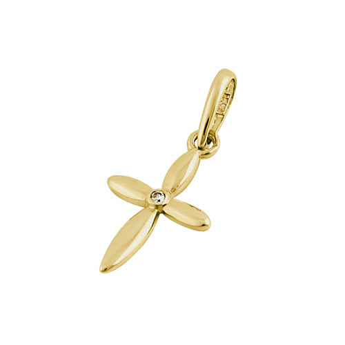 14K Solid Yellow Gold Vintage Cross Pendant with Clear CZ Stones - Elegant Religious Jewelry for Women, Perfect for Church, Weddings & Everyday Wear