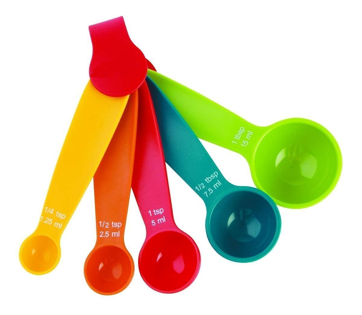 Mezon 5-Piece Multi-Color Stainless Steel Measuring Spoon Set - Accurate Metric & US Standard Measurements for Baking, Cooking & Coffee Brewing