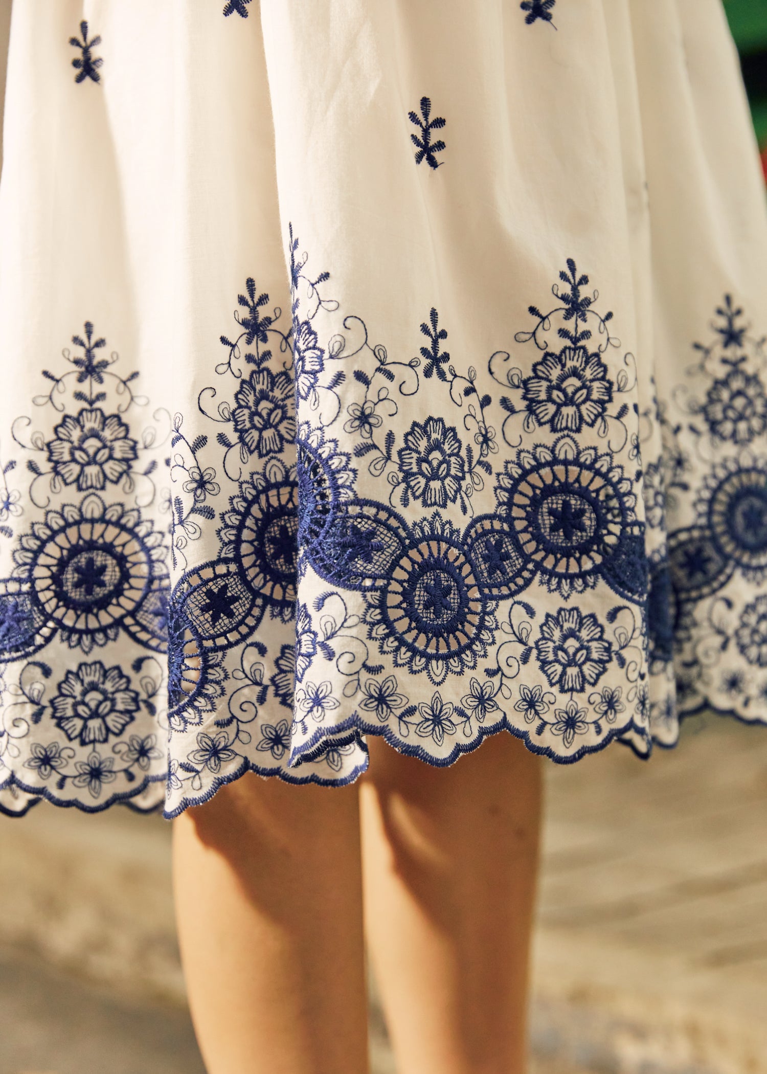 Elegant Summer Garden Eyelet Skirt for Women - Floral Lace Trim A-Line Skirt - Perfect for Beach Vacations, Picnics & Outdoor Weddings