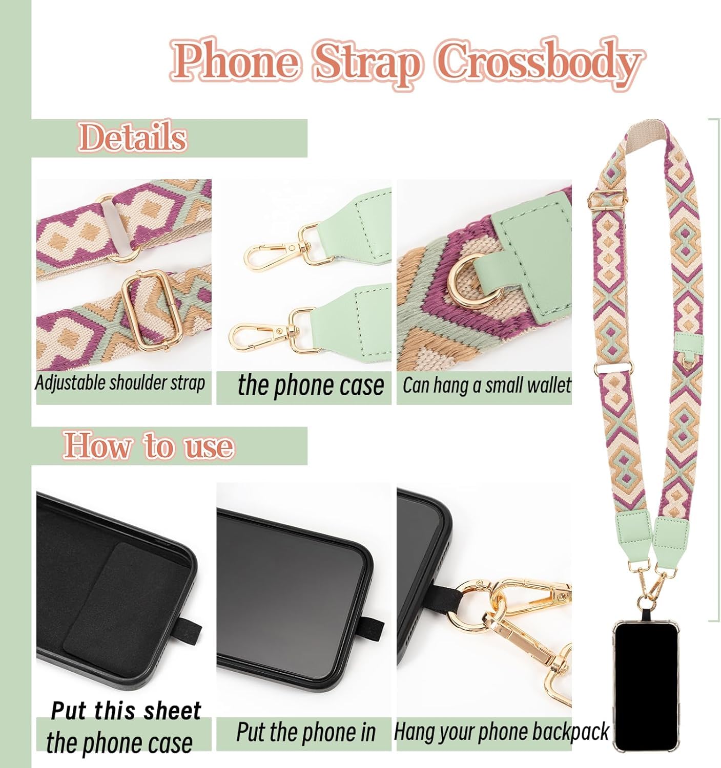 Zippered Pouch Phone Strap with Crossbody Wallet - Secure Travel Organizer for Phone, Cards & Cash (Black) | Perfect for Daily Commute, Shopping & Outdoor Activities
