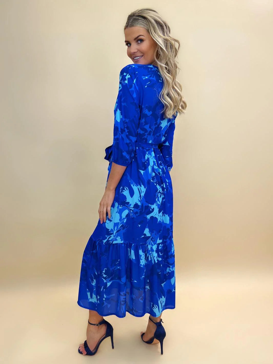 Boho Midi Dress for Women - Flowy Royal Blue & Navy Blue Bohemian Summer Dress - Perfect for Beach, Vacation, and Casual Outings