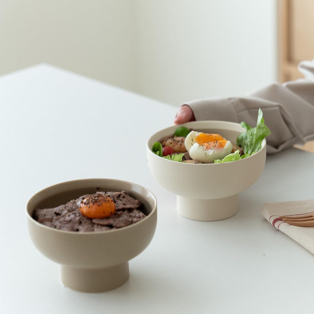 Ceramic Pedestal Fruit Bowl - Small Round Salad Bowl for Coconut Café Decor