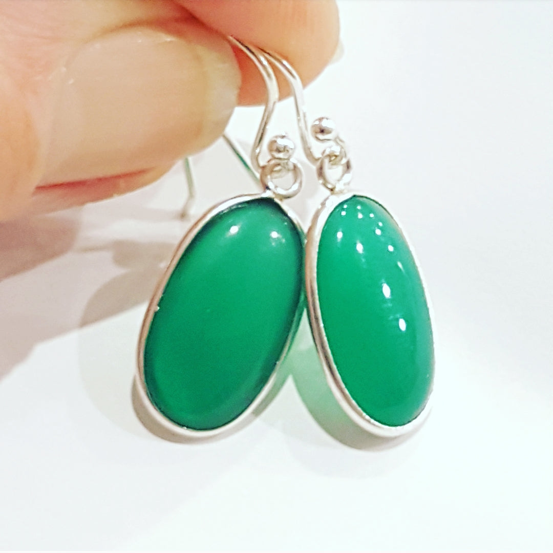 Green Onyx Stone Earrings for Women – Elegant Handmade Jewelry Gift for Birthday, Wedding & Special Occasions