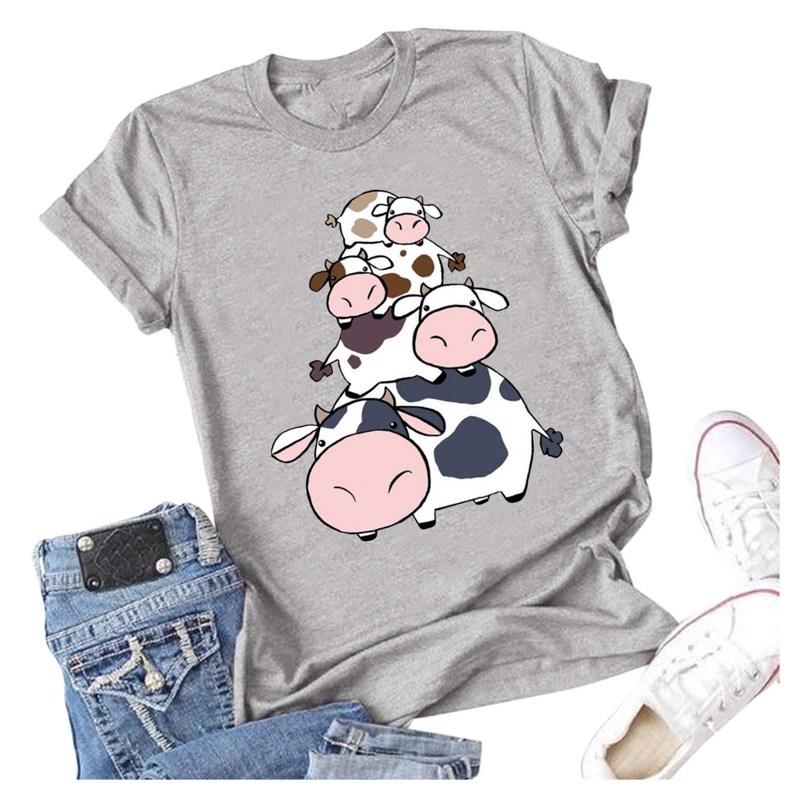 Stylish Women's Graphic Printed Short Sleeve T-Shirts - Fashion Novelty Pattern Blouses & Tunic Tops - Casual Tee for Everyday Wear, Outings & Summer Fashion