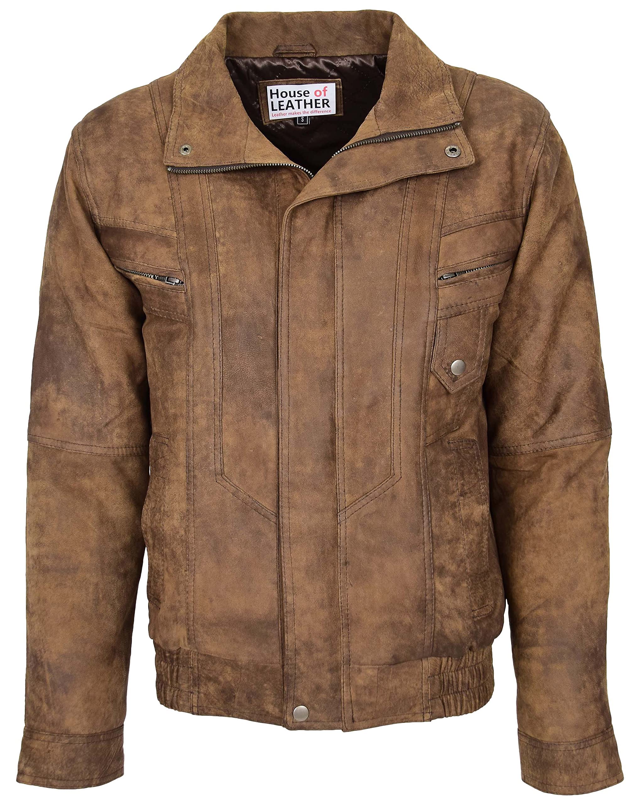 Men's Genuine Leather Bomber Jacket - Classic Blouson Style in Robert Brown | Premium Outerwear for Casual Wear, Motorcycle Riding & Fall Fashion