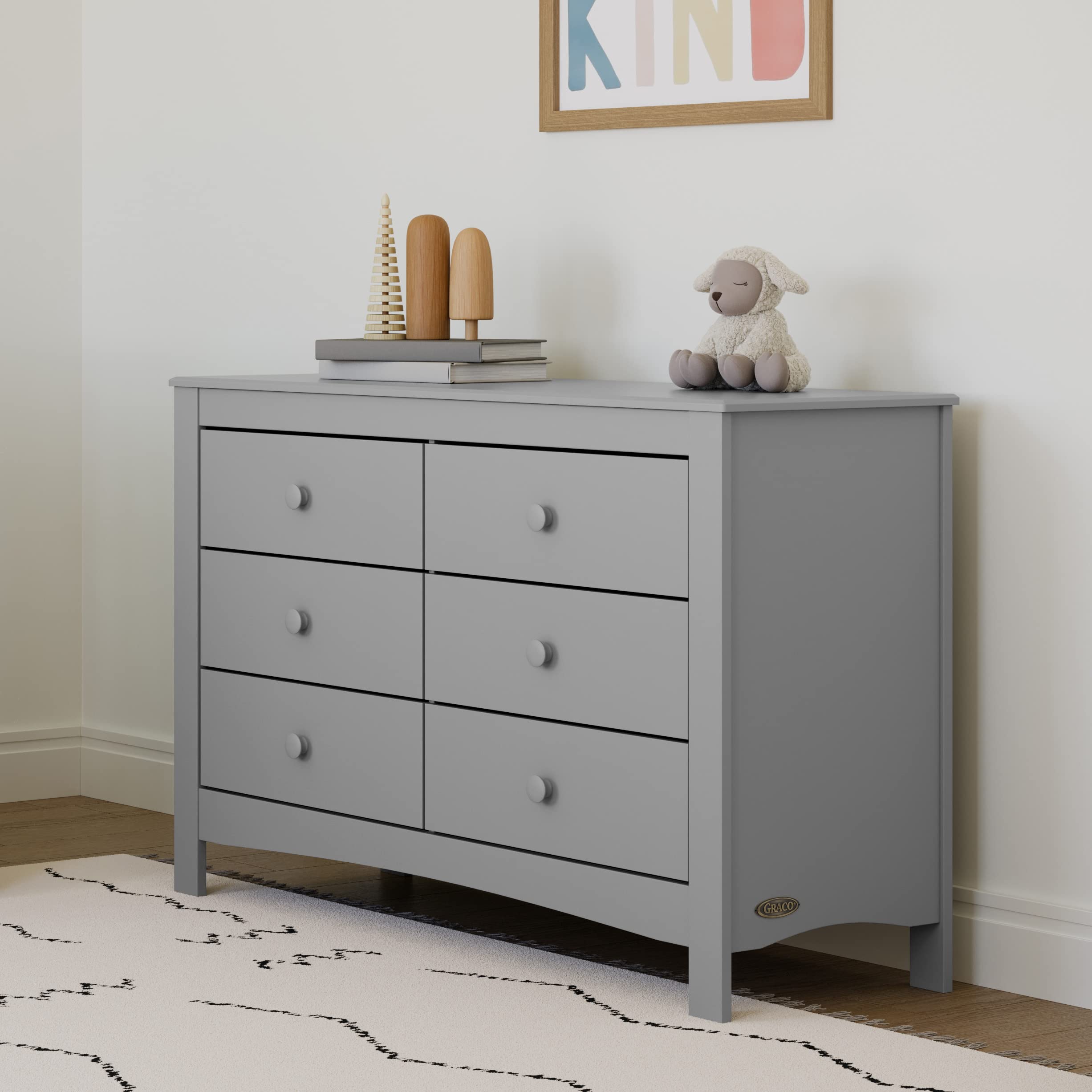 Graco Noah 6-Drawer Kids Dresser - GREENGUARD Gold Certified Nursery Dresser for Baby & Toddler Bedroom (Pebble Gray) | Perfect for Organizing Clothes, Toys & Nursery Essentials