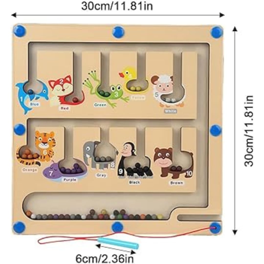MontyMaestro Magnetic Color and Animal Maze - Montessori Educational Toy for Kids Ages 3+ | Learning Activity Game with Animal Puzzles & Magnet Board | Perfect for Preschool Classroom, Travel & Home Play