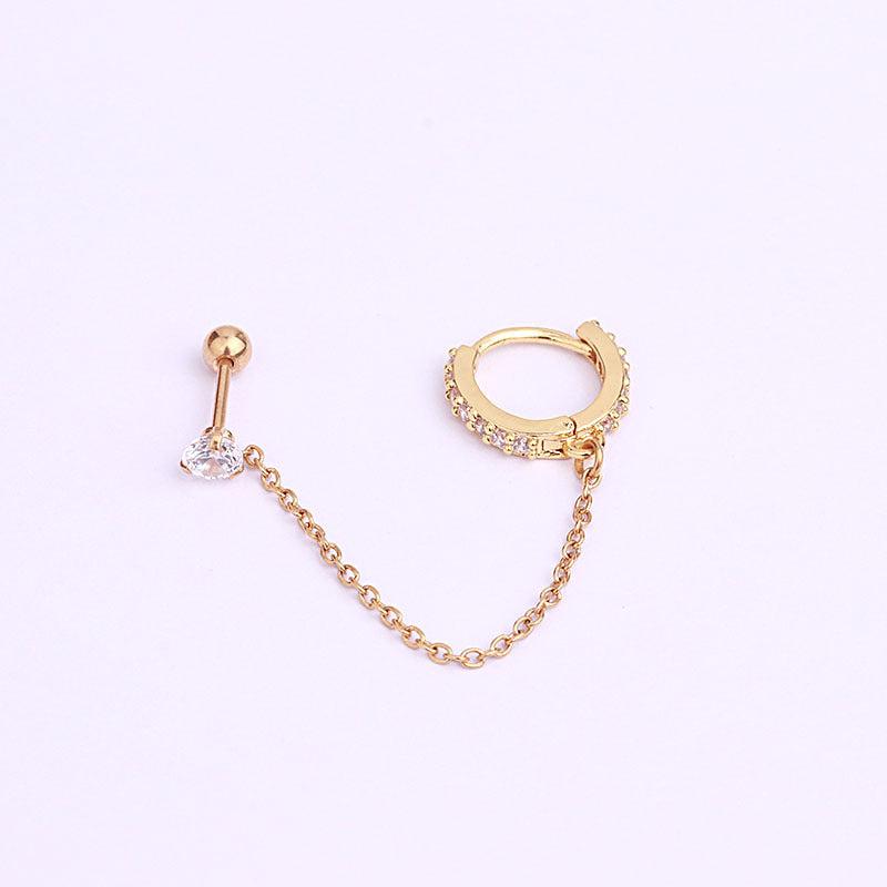 20G Connected Second Hole Chain Hoop Earrings for Women - Trendy Double Piercing Jewelry | Perfect for Layering & Everyday Wear | HSPJ275