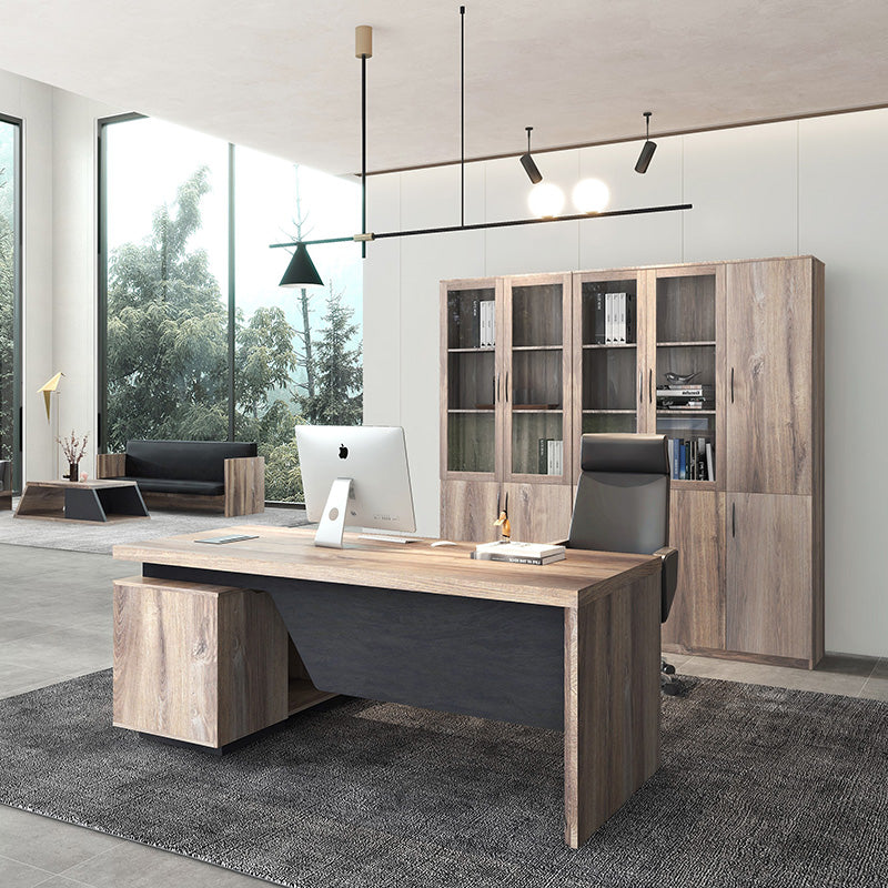BALDER Executive Desk with Right Return 1.8M-2.0M Warm Oak & Black - Modern Office Furniture for Home & Business Workspaces