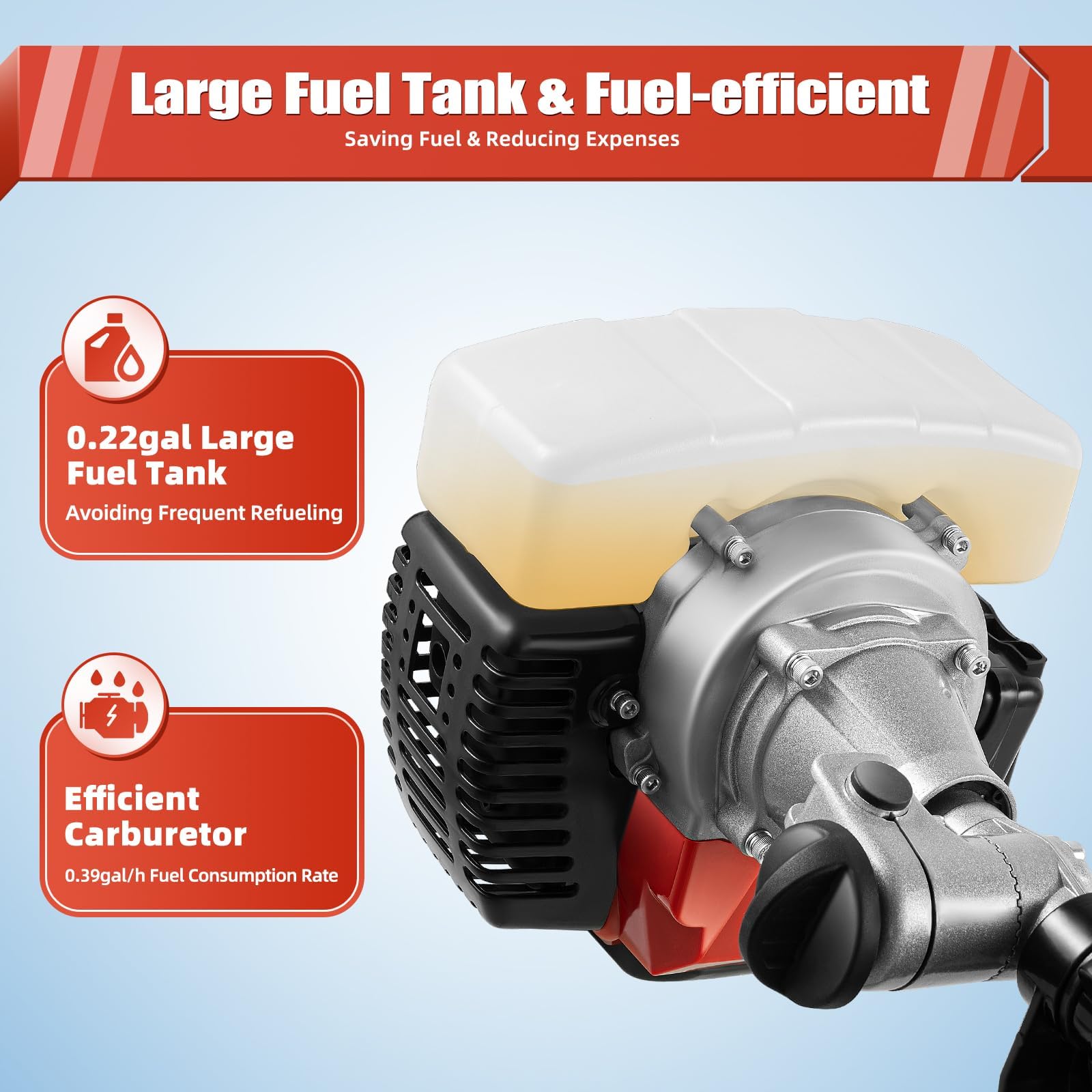 52cc Single Cylinder 2.3HP Gas Outboard Motor - Long Shaft Air Cooled Engine for Inflatable Boats, Fishing Boats, Yachts & Water Sports | Perfect for Lake Fishing, River Cruising & Marine Recreation