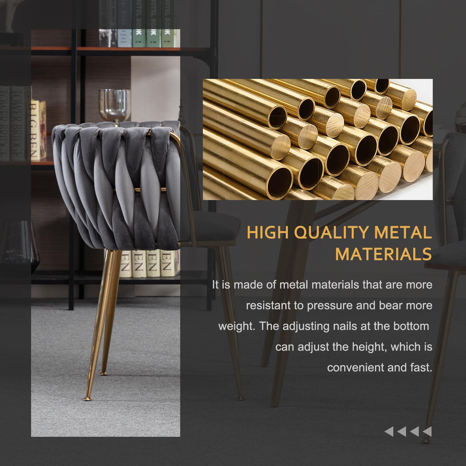 Kiztir Velvet Dining Chairs Set of 2 - Upholstered Modern Dining Room Chairs with Gold Metal Legs, Luxury Tufted Accent Chairs for Living Room, Bedroom, Kitchen - Soft Grey Velvet Fabric (Perfect for Small Spaces & Home Decor)