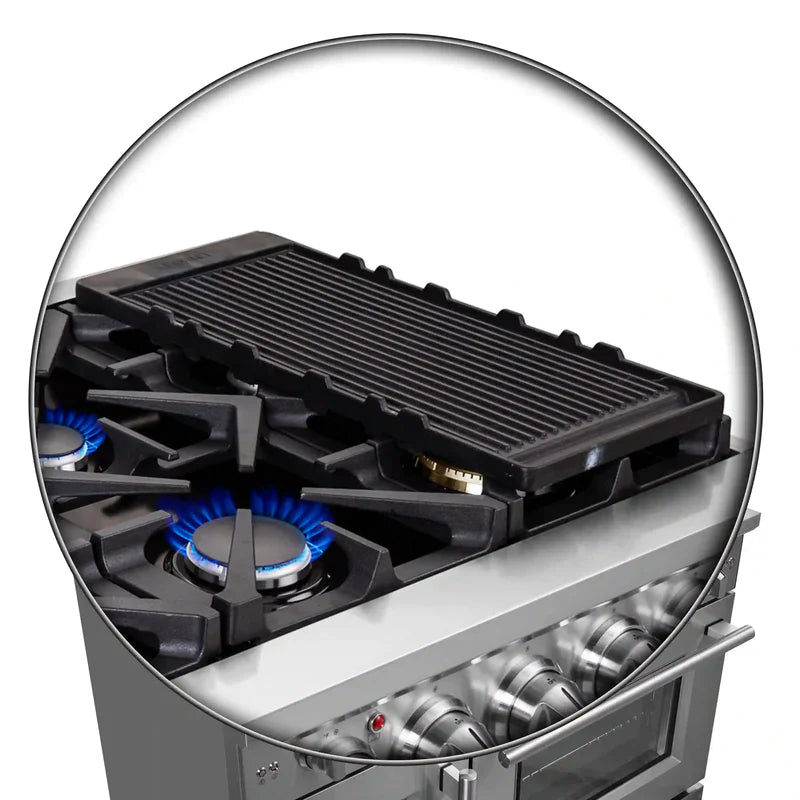 Forno Massimo 48-Inch Stainless Steel Freestanding Gas Range with French Doors - FFSGS6439 48 - Perfect for Modern Kitchens & Gourmet Cooking