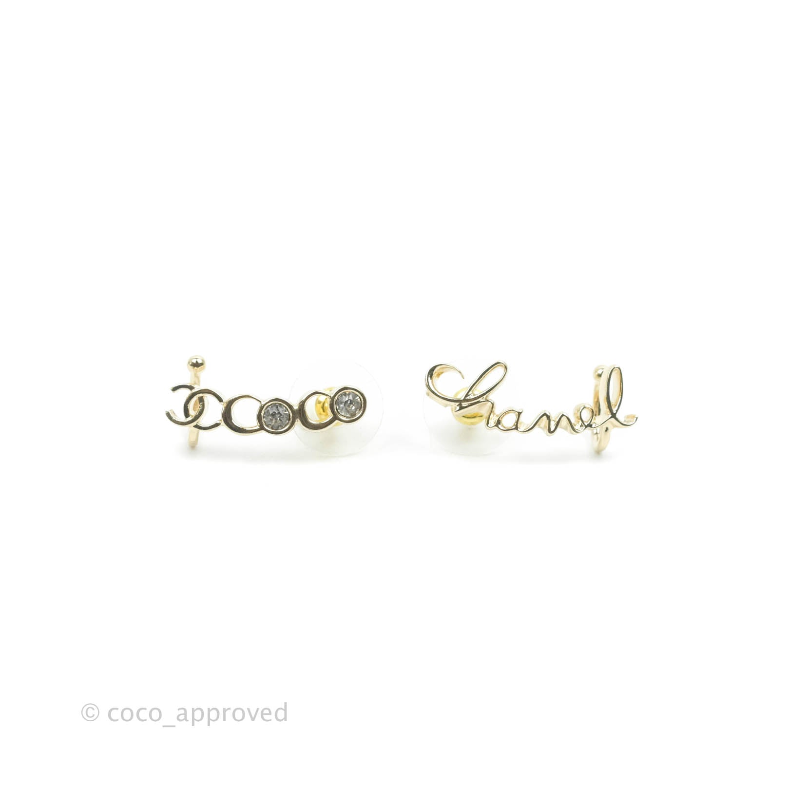 Chanel CC Coco Crystal Earrings - Gold Tone Clip-On Earrings for Women | Luxury Fashion Jewelry for Parties, Weddings & Special Occasions