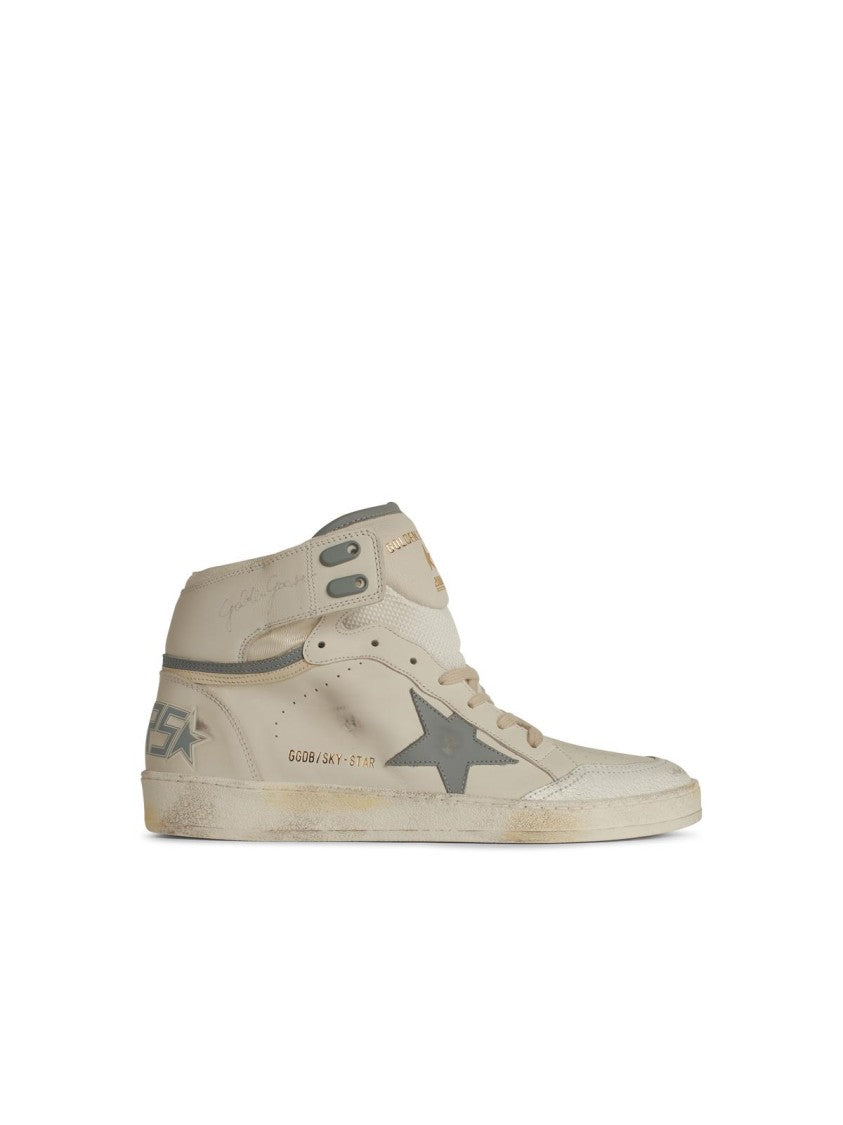 Sky Star White Leather Sneakers for Men & Women - Comfortable Casual Walking Shoes for Everyday Wear, Office, and Travel