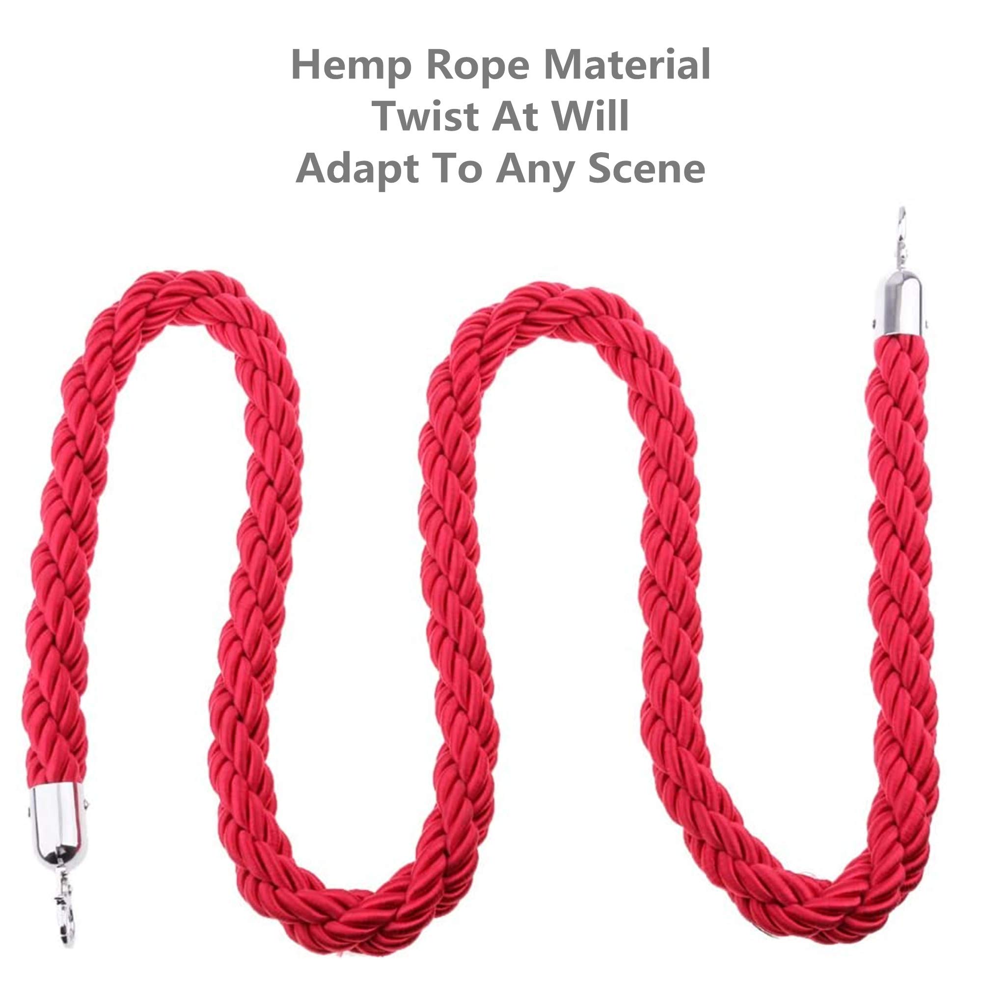 Barrier Rope with Hooks - 3m Black Crowd Control Stanchion with Silver Hooks for Queue Management, Event Rope Divider, and Railing Suspension - Perfect for Events, Retail Stores, and Public Spaces