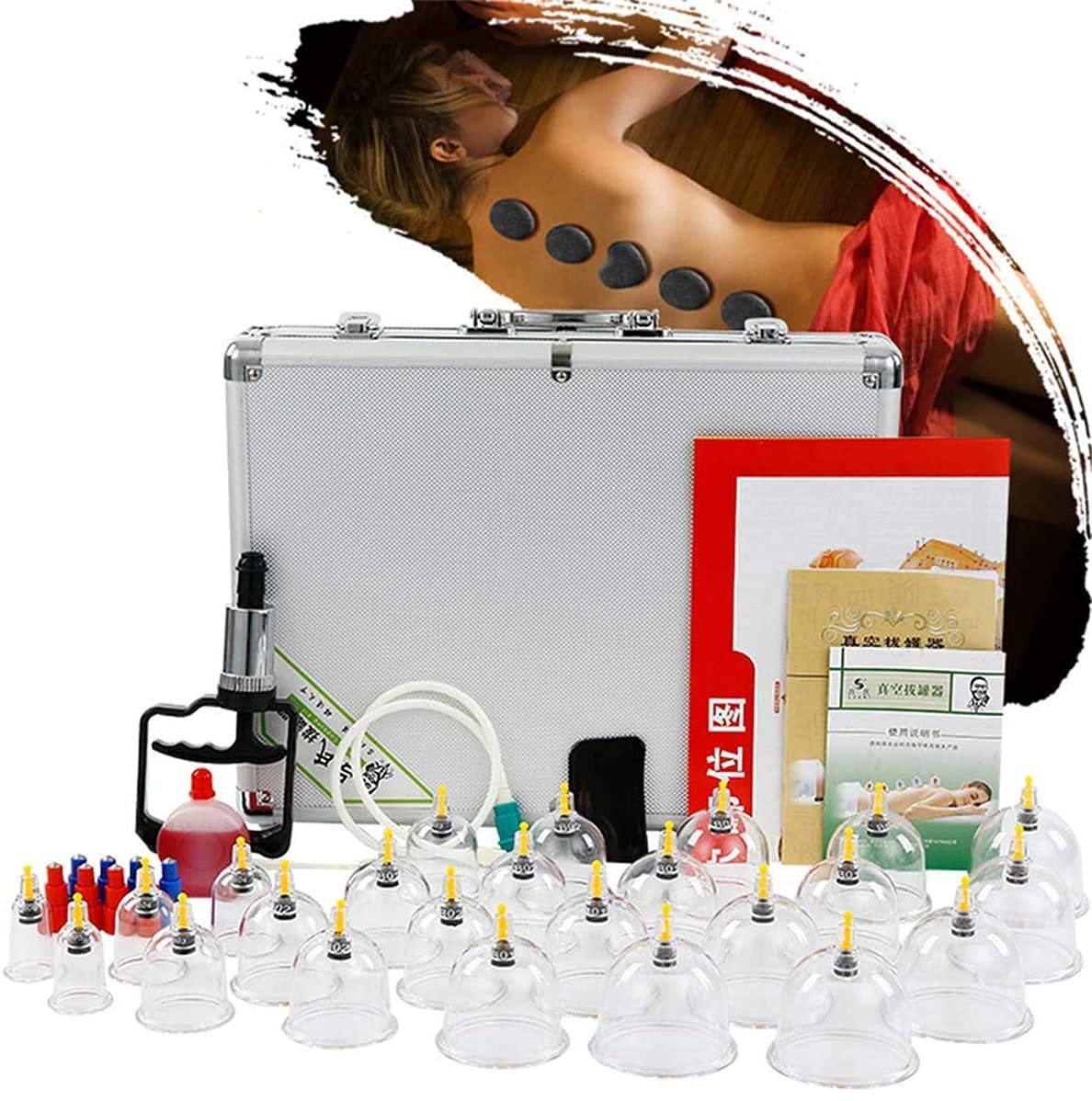Premium Silicone Cupping Therapy Set - Wooden Massage Tools Kit for Pain Relief & Blood Circulation | Non-Glass Chinese Health Vacuum Cupping | Relieves Back Pain, Muscle Tension | Perfect for Home Spa, Physical Therapy & Holistic Wellness