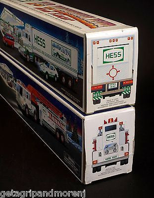 Vintage HESS 1992 18 Wheeler Truck & 2000 Fire Truck Collector's Set - New in Original Boxes - Perfect for Toy Collectors and Holiday Gifts