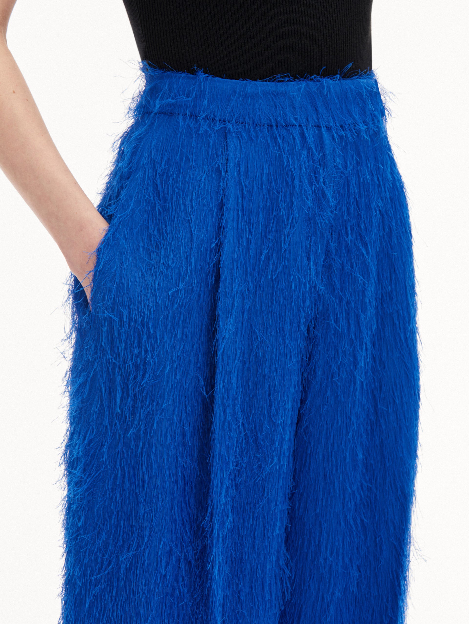 Stylish Fringe Fil Coupé Wide Leg Pants for Women - Boho Chic High Waisted Palazzo Trousers for Casual Outings & Festivals