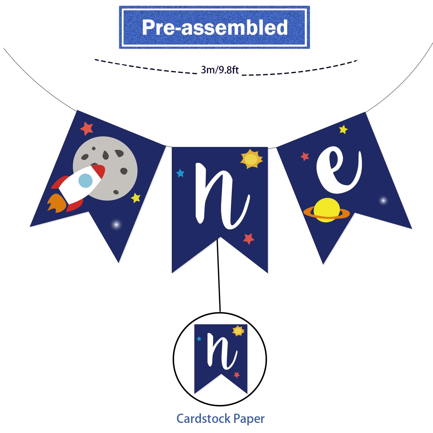 First Birthday Banner & Party Hats - Outer Space Theme 1st Birthday Decorations, High Chair Banner with Planets, Complete Space Party Supplies for Baby's First Trip Around The Sun Celebration | Perfect for Space-Themed Birthday Parties, Baby Showers & Milestone Celebrations