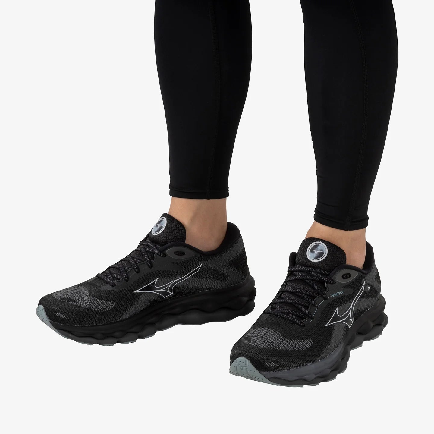 Mizuno Wave Sky 7 Running Shoes for Men - Wide 2E Size - Black/Nickel/Ebony | Comfortable Cushioned Sneakers for Jogging, Training & Marathon Running