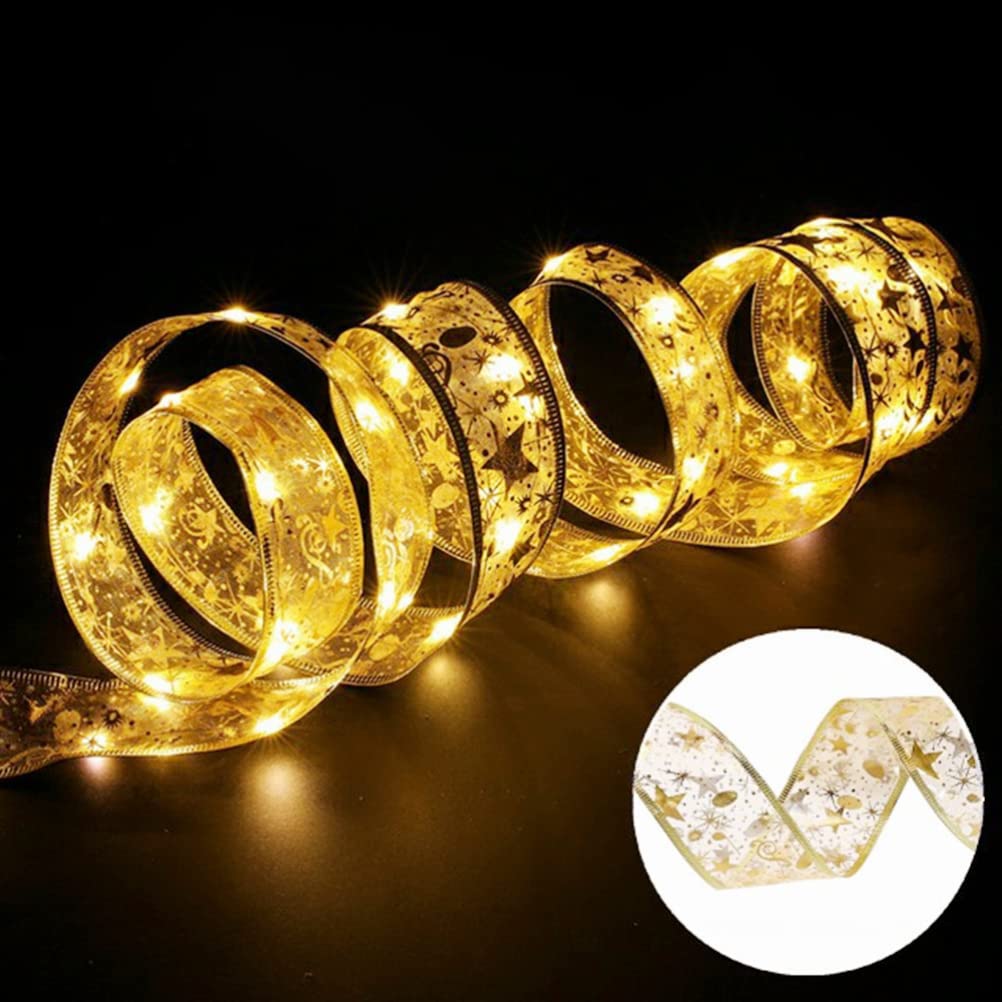 Battery Operated Ribbon String Lights - Christmas Tree Fairy Lights, Window Curtain Lights for Indoor & Outdoor Holiday Decor - Perfect for Bedroom, Wedding, Party, Garden and Christmas Decoration