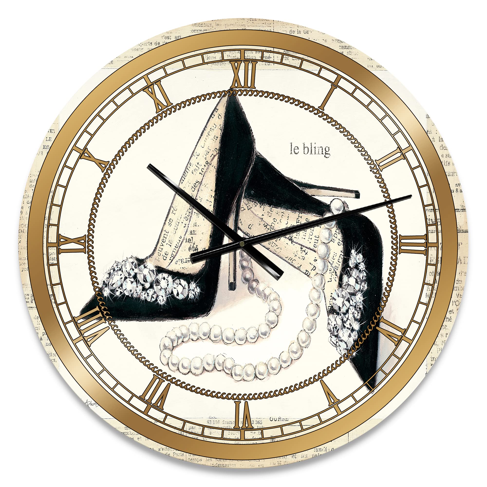 DesignQ Glam Wall Clock 'Chic Glam Closet I' - Large Decorative Wall Clock for Living Room, Bedroom & Office - Elegant Home Decor & Stylish Interior Design Accent