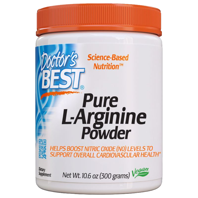 Doctor's Best Pure L-Arginine Powder 300g - Nitric Oxide Booster for Heart Health, Muscle Growth & Performance - Unflavored Supplement for Workout, Fitness & Cardiovascular Support