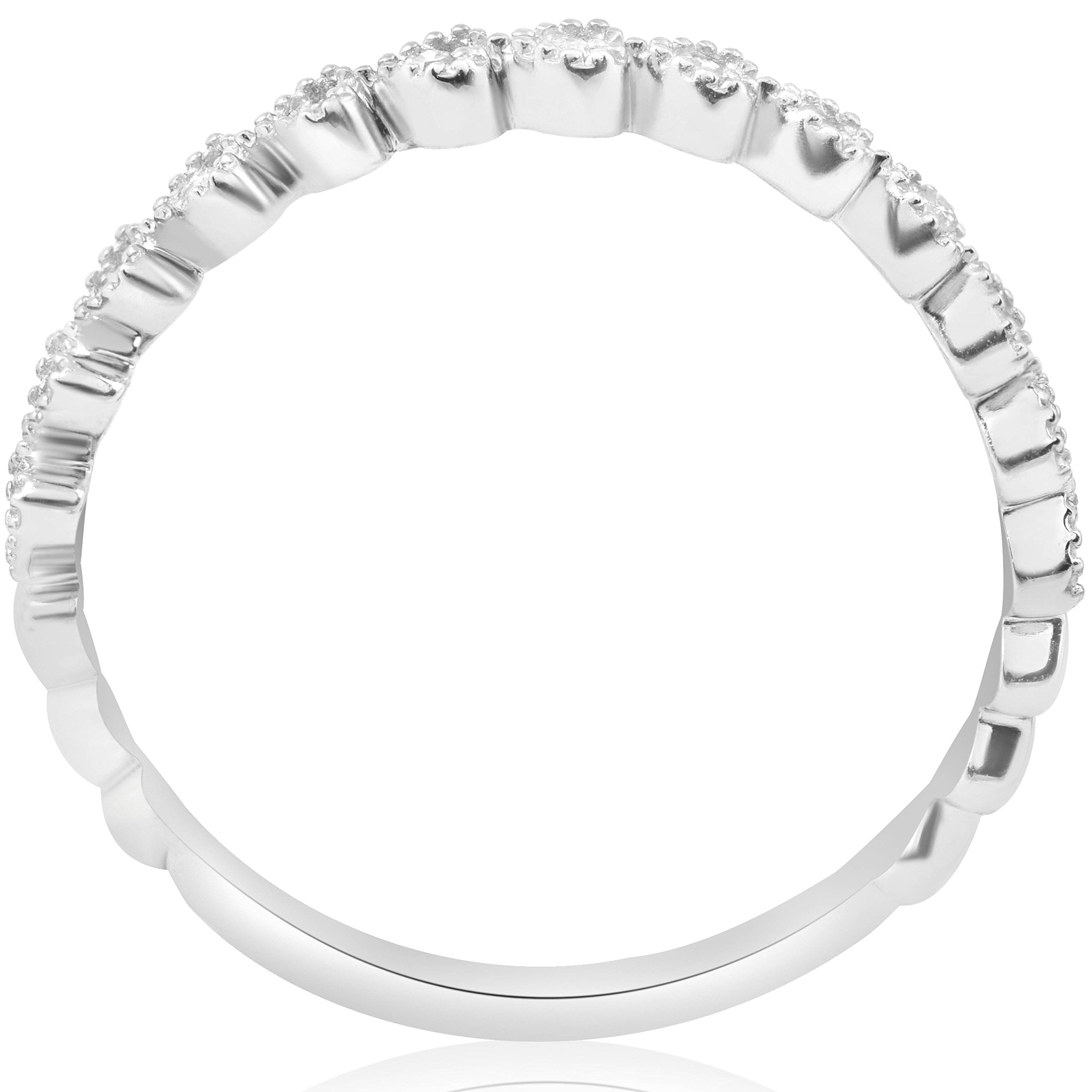 14K White Gold Stackable Diamond Wedding Ring for Women - Elegant Bridal Jewelry for Engagement, Anniversary & Everyday Wear