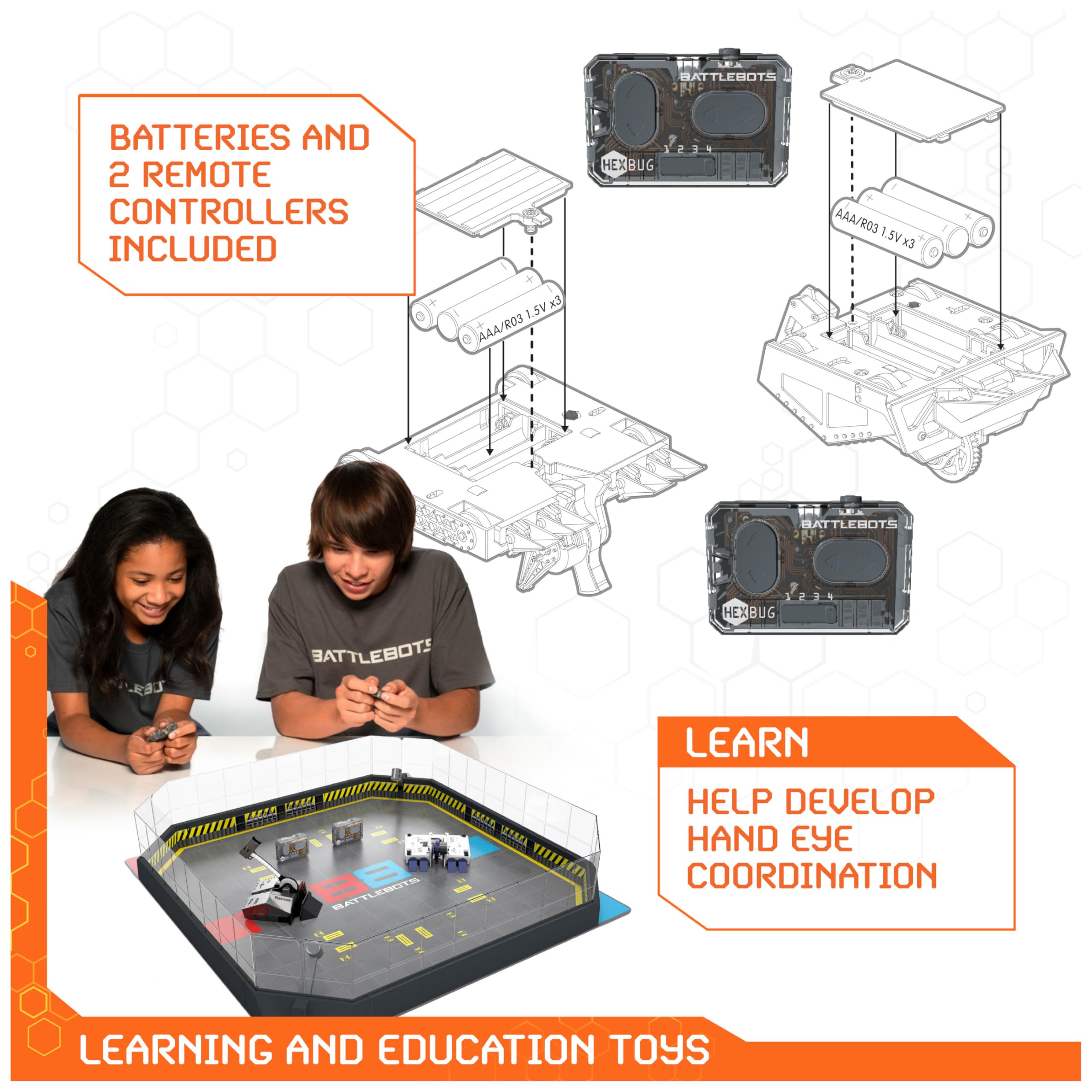BattleBots Arena Bite Force & Blacksmith - Remote Control Robot Toy Set with 20+ Pieces, STEM Learning Toy for Boys & Girls Ages 8+, Includes Batteries - Perfect for STEM Education, Robot Battles & Interactive Play