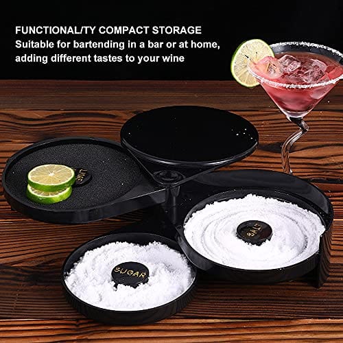 3 Tier Bar Juice Cocktail Seasoning Box - Bartender Tool Set with Sugar/Salt Rimmer - Perfect for Cocktail Making, Jewelry Storage & Home Party Accessories Organization