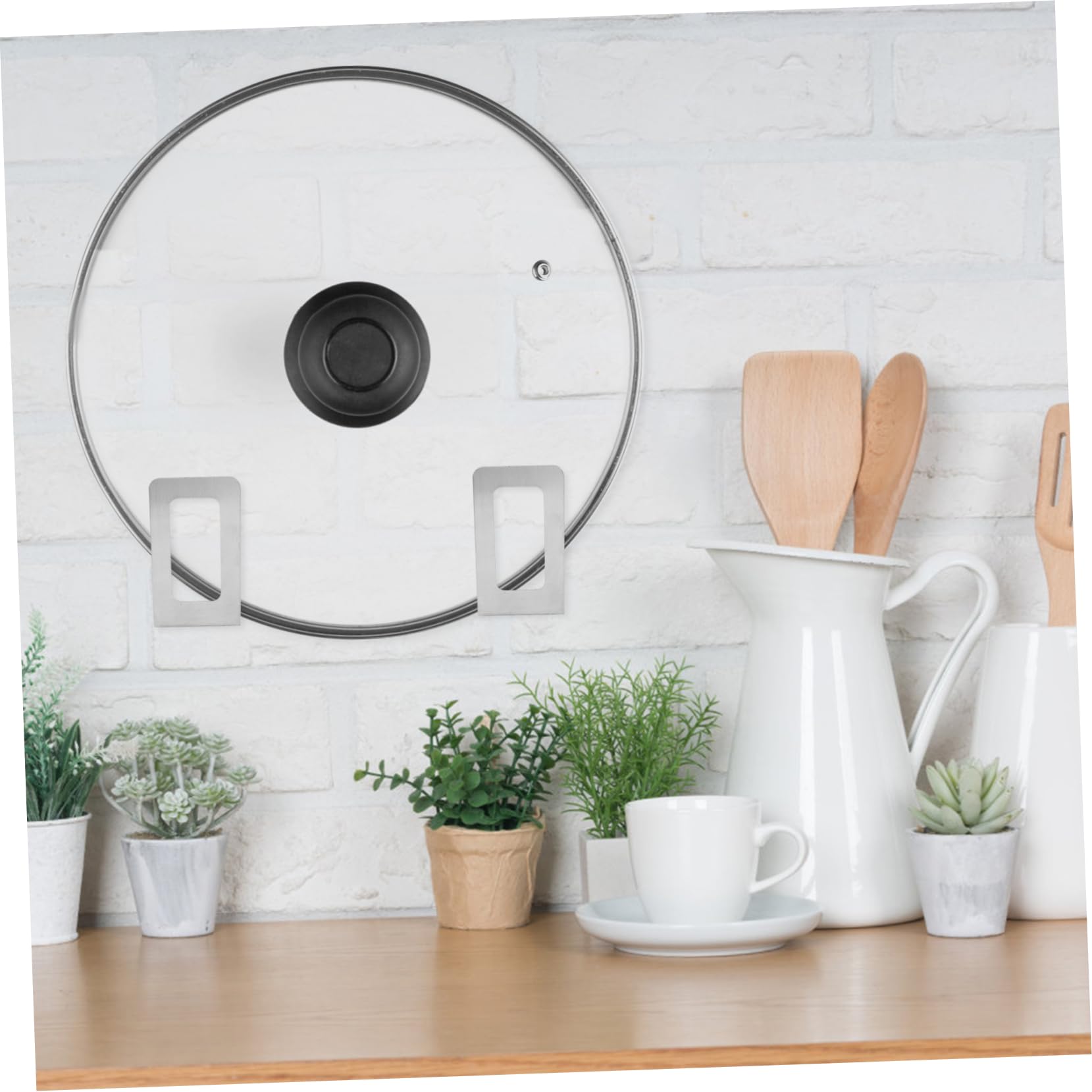Hemoton 2-Pack Stainless Steel Pot Lid Organizer - Wall Mounted Kitchen Lid Holder for Pots & Pans - Space Saving Cookware Storage Solution (Perfect for Small Kitchens & Organized Cooking Spaces)