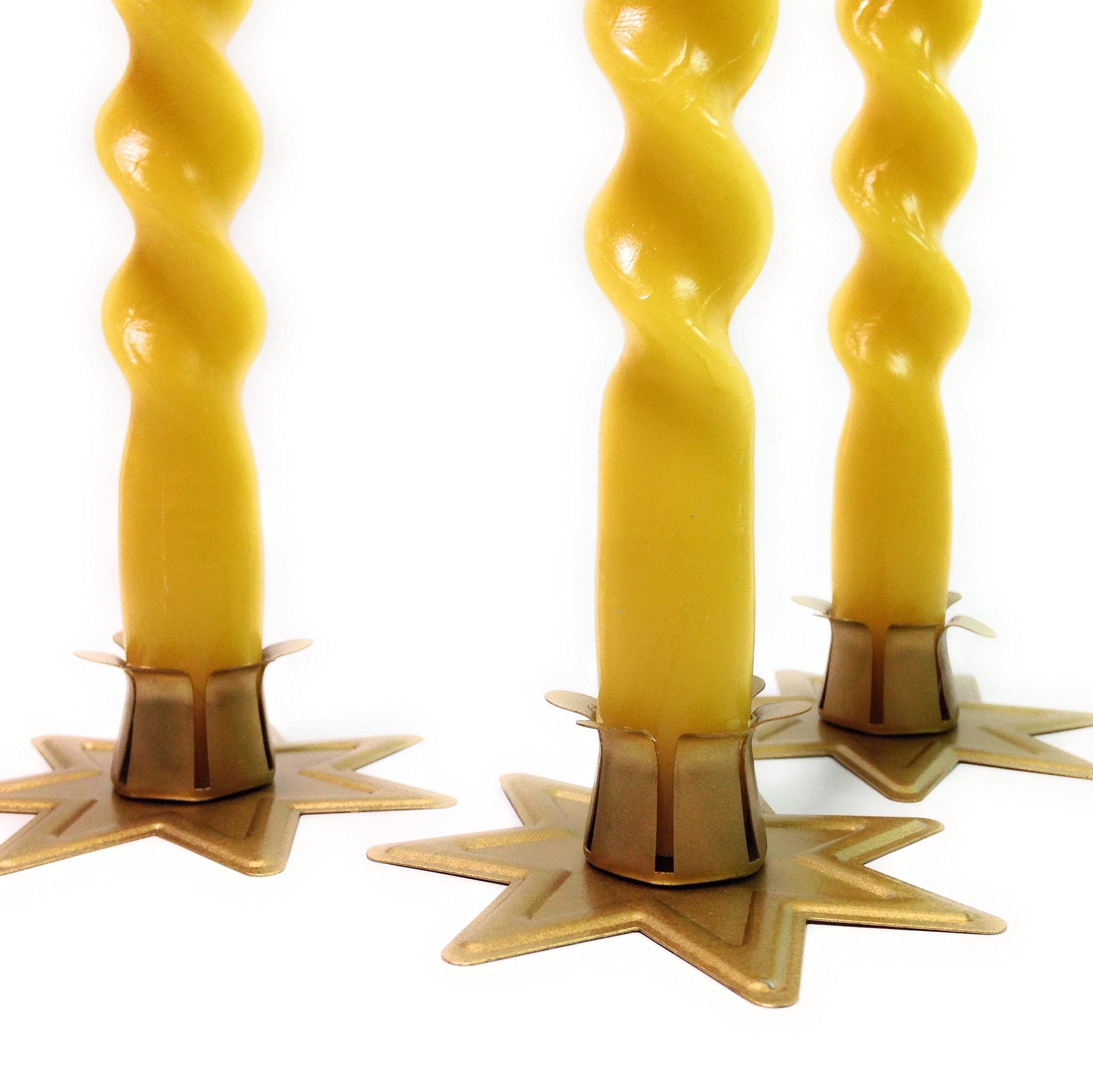 100% Pure Organic Beeswax Spiral Twist Taper Candles - Handmade Set of 10 (10