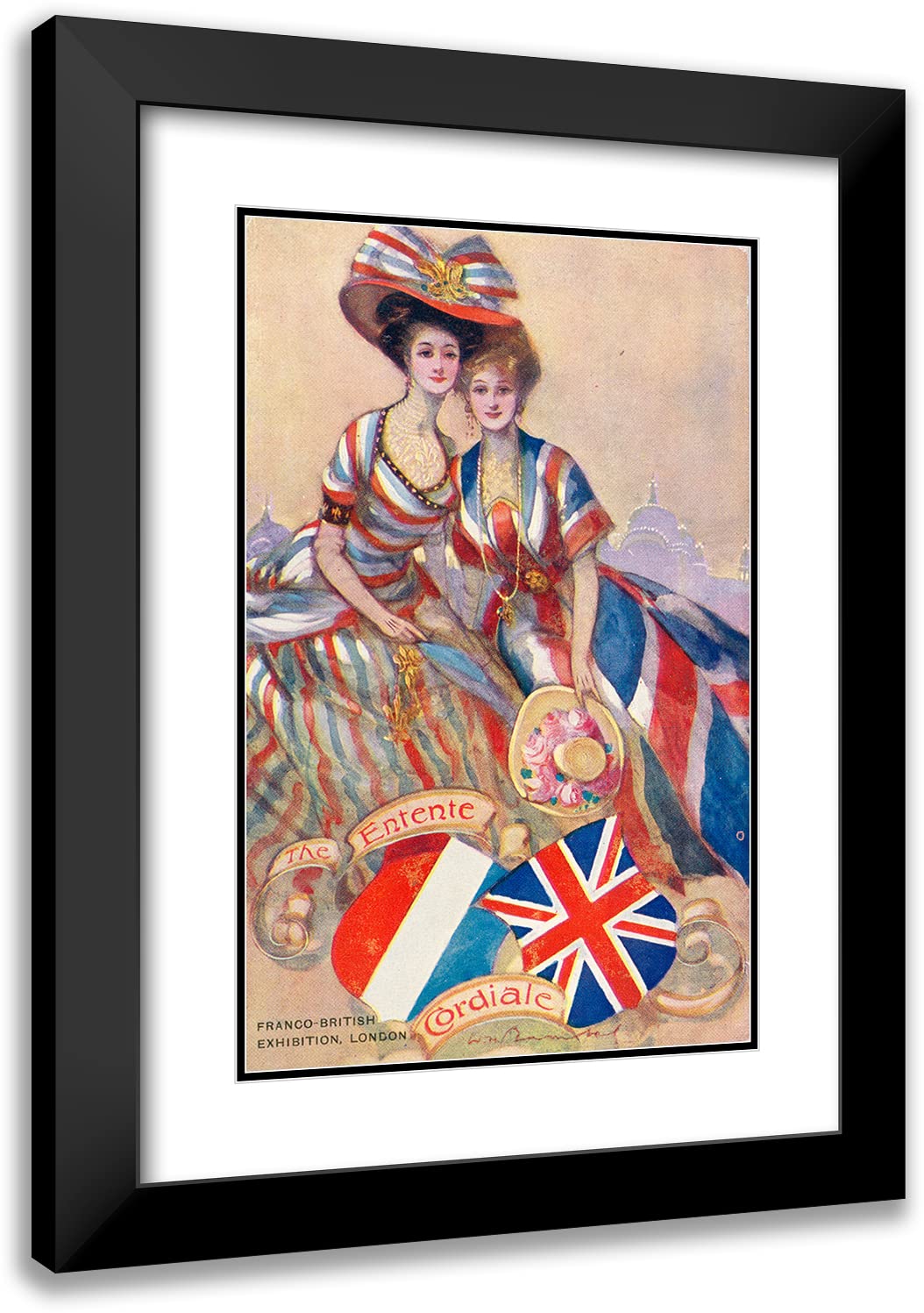 13x18 Black Modern Frame with Double Matted Museum Art Print - Franco-British Exhibition, London 1908 | Vintage Wall Decor for Living Room, Office & Gallery